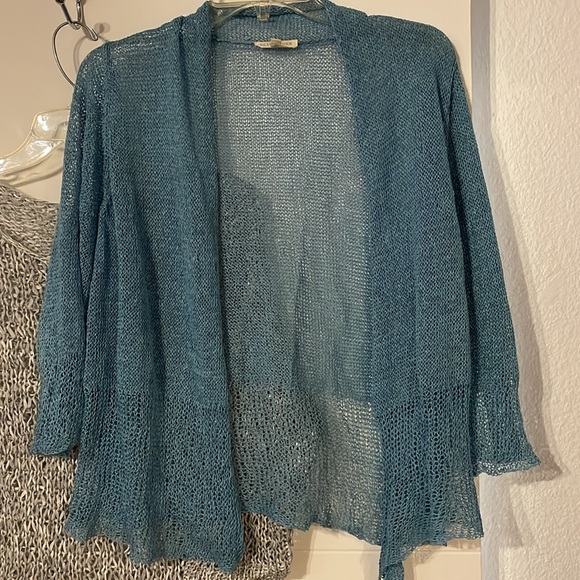 Eileen Fisher SET OF TWO Women’s Knit Cover Ups. Cardigan Sz Lg; Pullover Sz Med - Picture 4 of 16